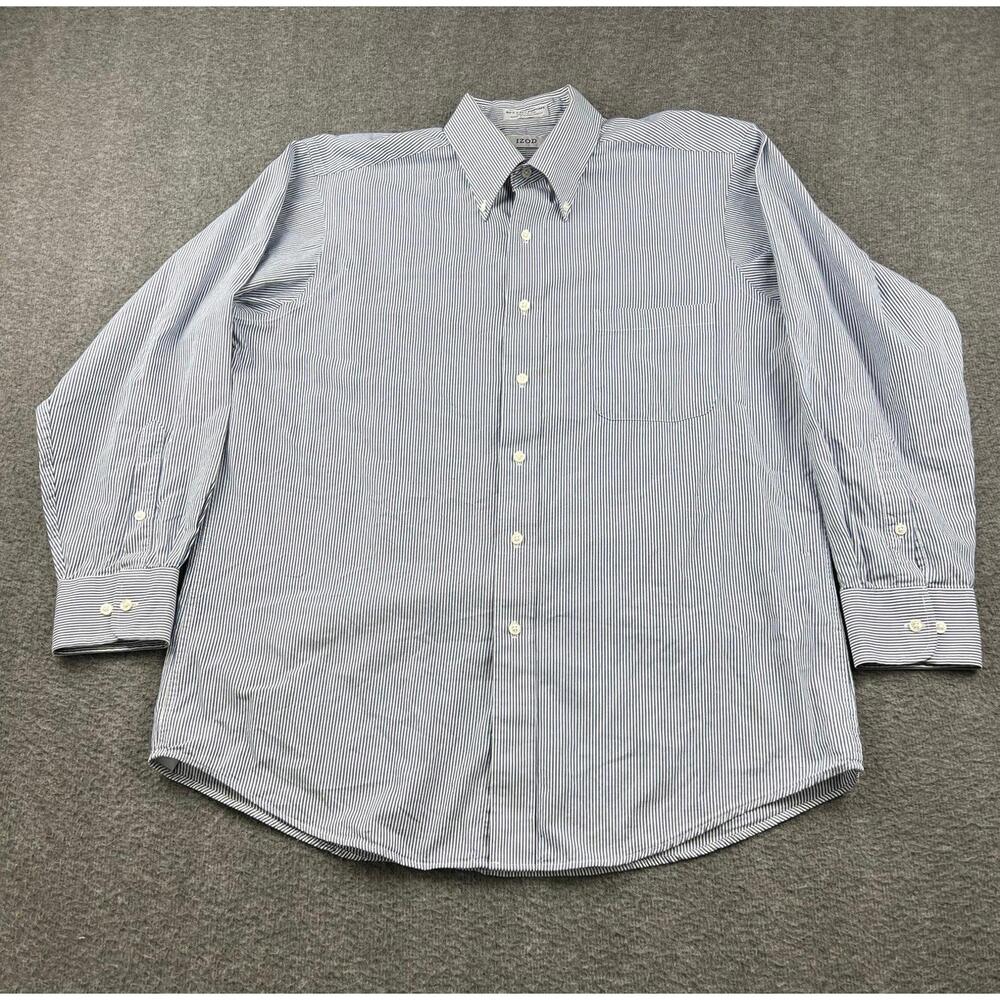 Izod Men's 80's 2-Ply Pinpoint Cotton Dress Shirt Large 16 32/33